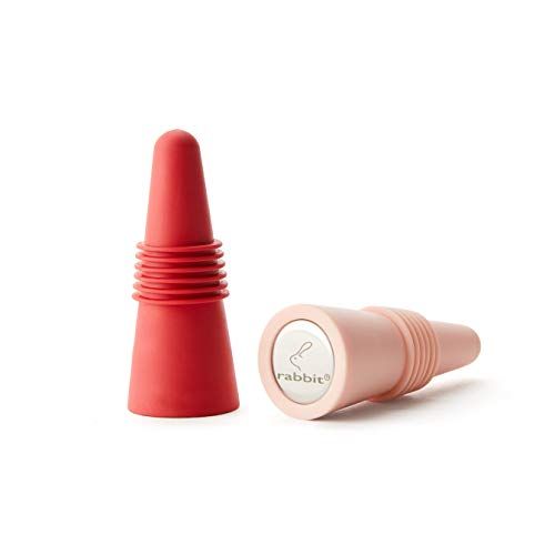 Wine and Beverage Bottle Stoppers with Grip Top (Pink, Set of 2)