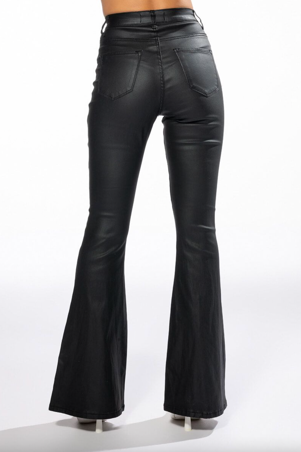 Akira On Duty Vegan Leather High Rise Flare Pants