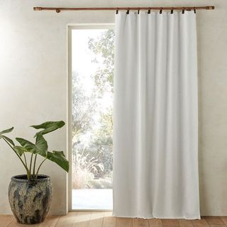 Private Linen Blackout Curtain with Leather Tabs