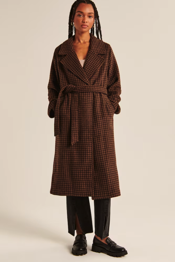 Wool-Blend Belted Blanket Coat