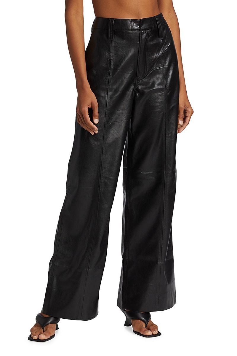 7 For All Mankind Easy Vegan Leather Wide-Leg Trousers 