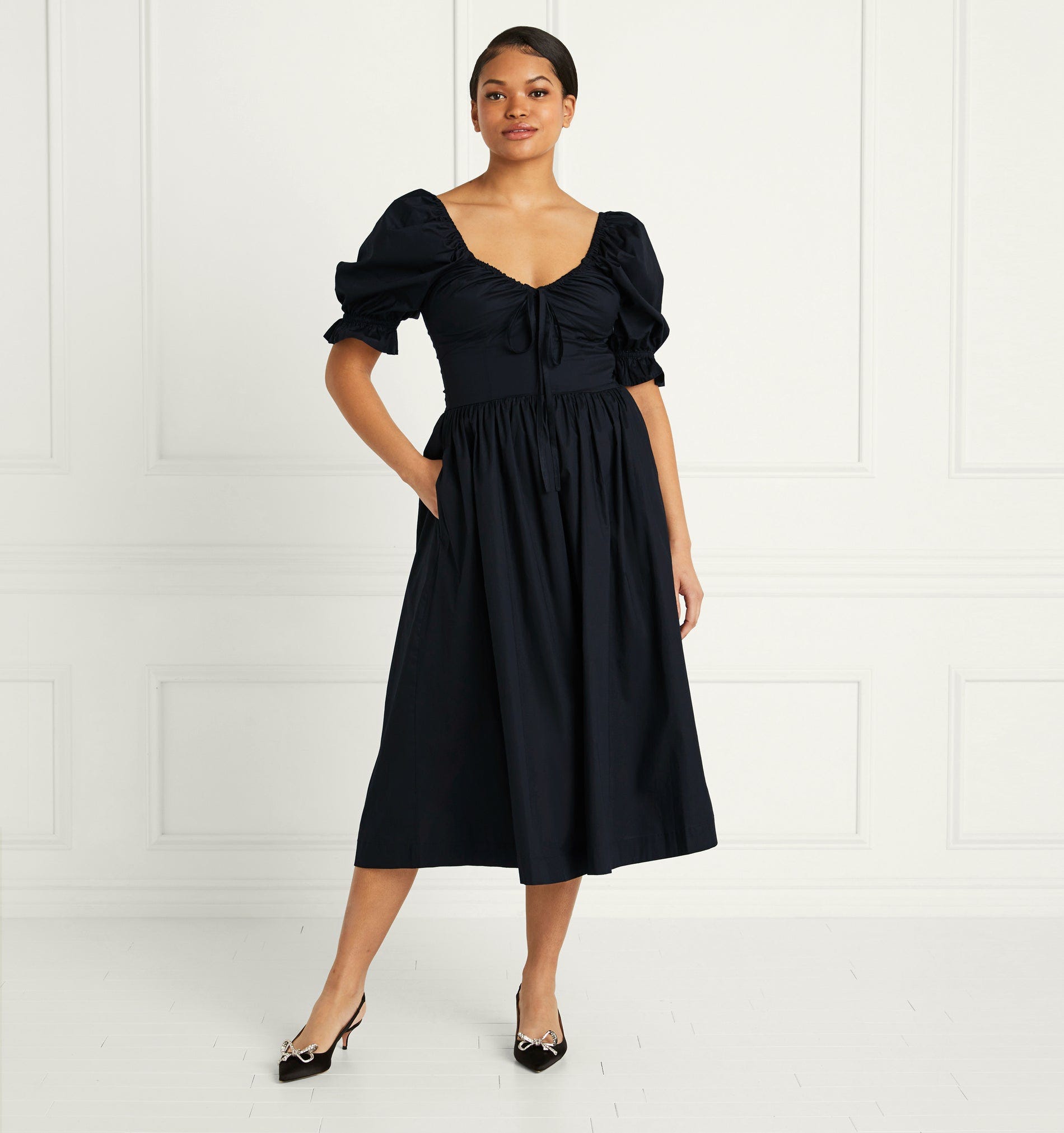 black midi dress with sleeves