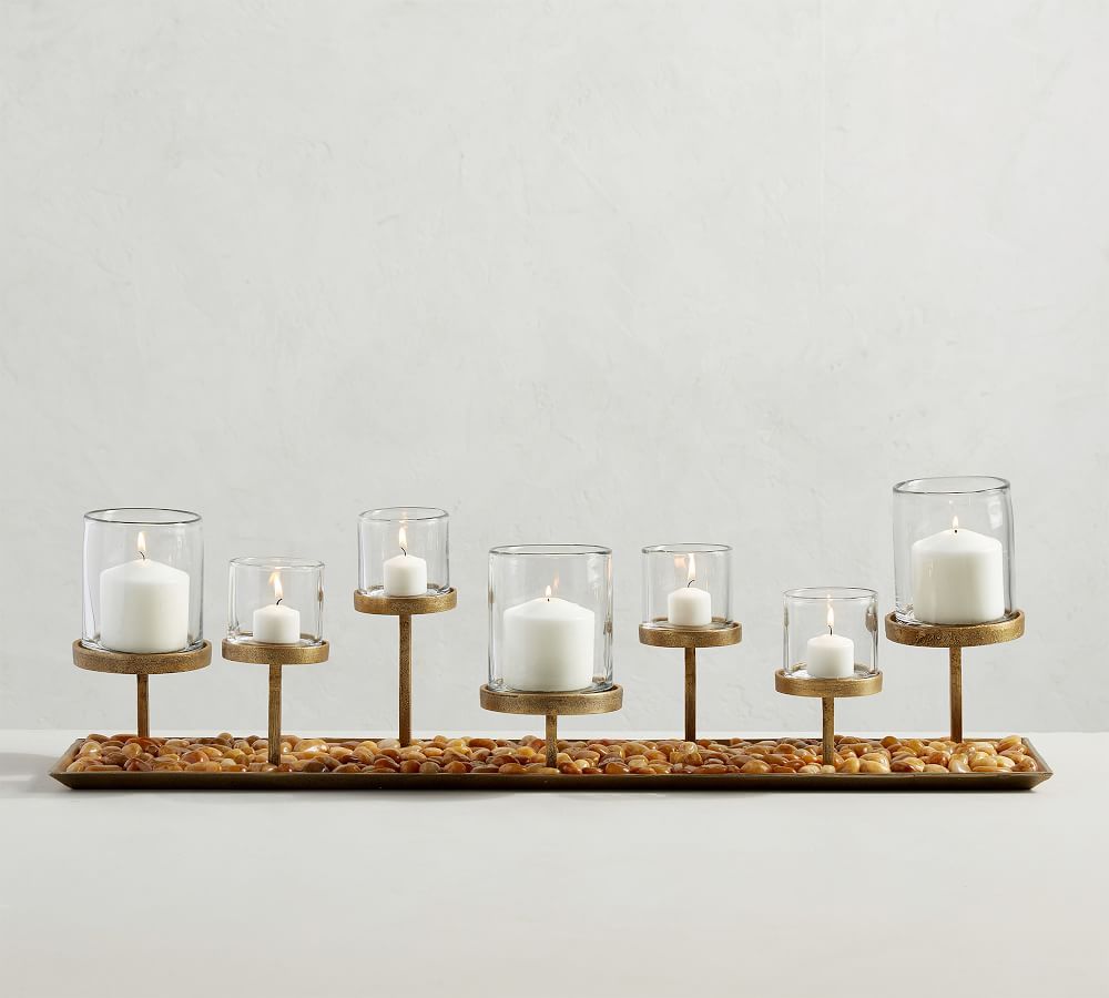 Draper Brass Pillar Candle Centerpiece