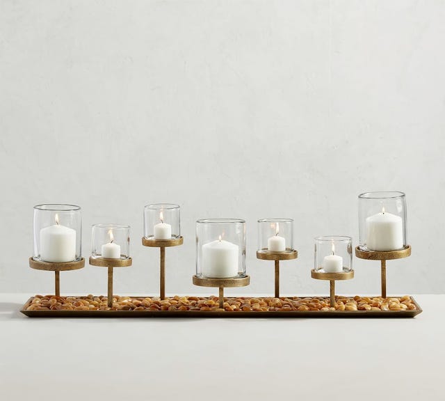 Draper Brass Pillar Candle Centerpiece