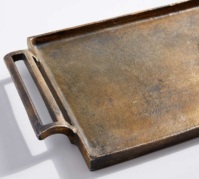 Antiqued Metal Decorative Tray