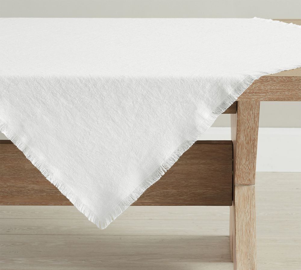 Frayed Linen Table Throw 