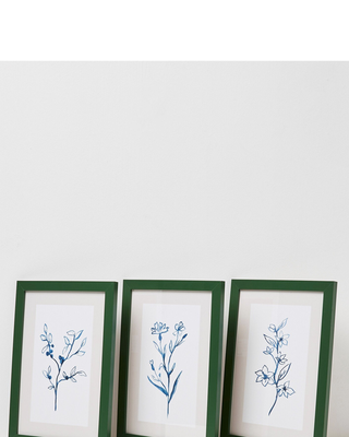 Linear Floral Framed Wall Art Set of Three
