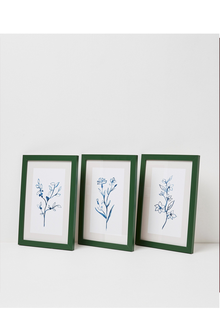 Linear Floral Framed Wall Art Set of Three