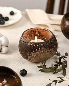 Coconut Shell Tea Light Holder Set