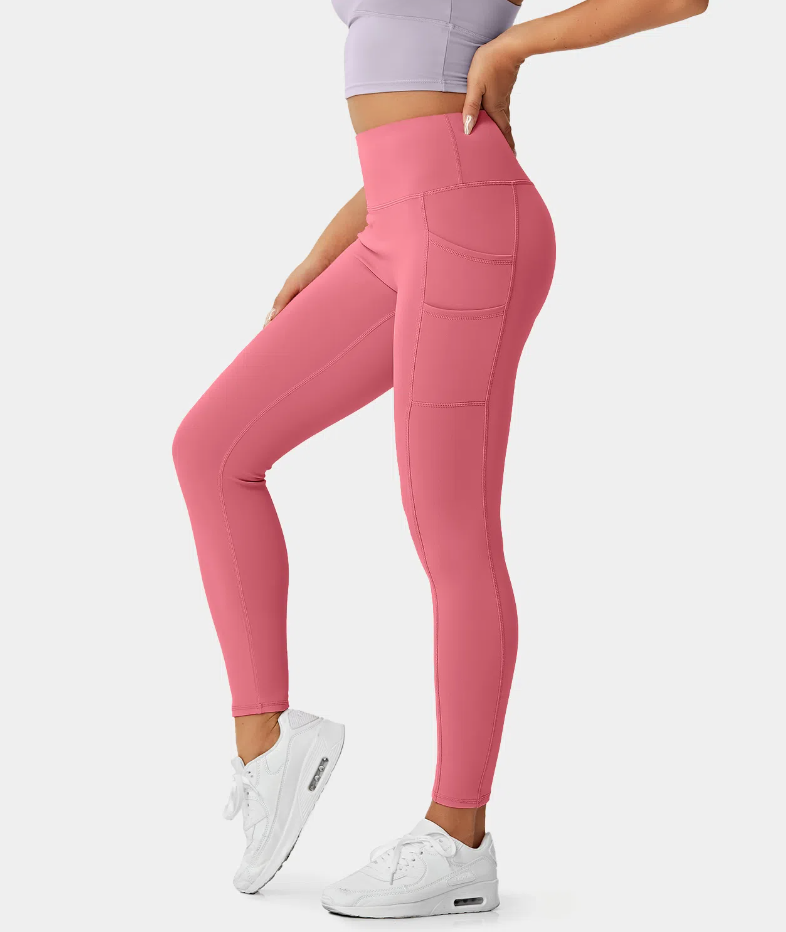 Thick High Waist Yoga Pants with Pockets Tummy Control Workout Running  Leggings | eBay