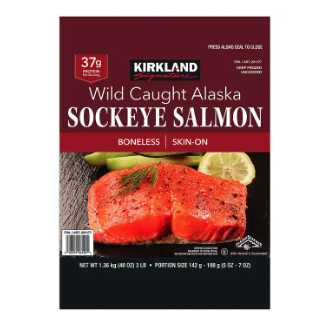 Kirkland Signature Wild Alaskan Sockeye Salmon, 5 oz - 7 oz Portion, 3 lbs