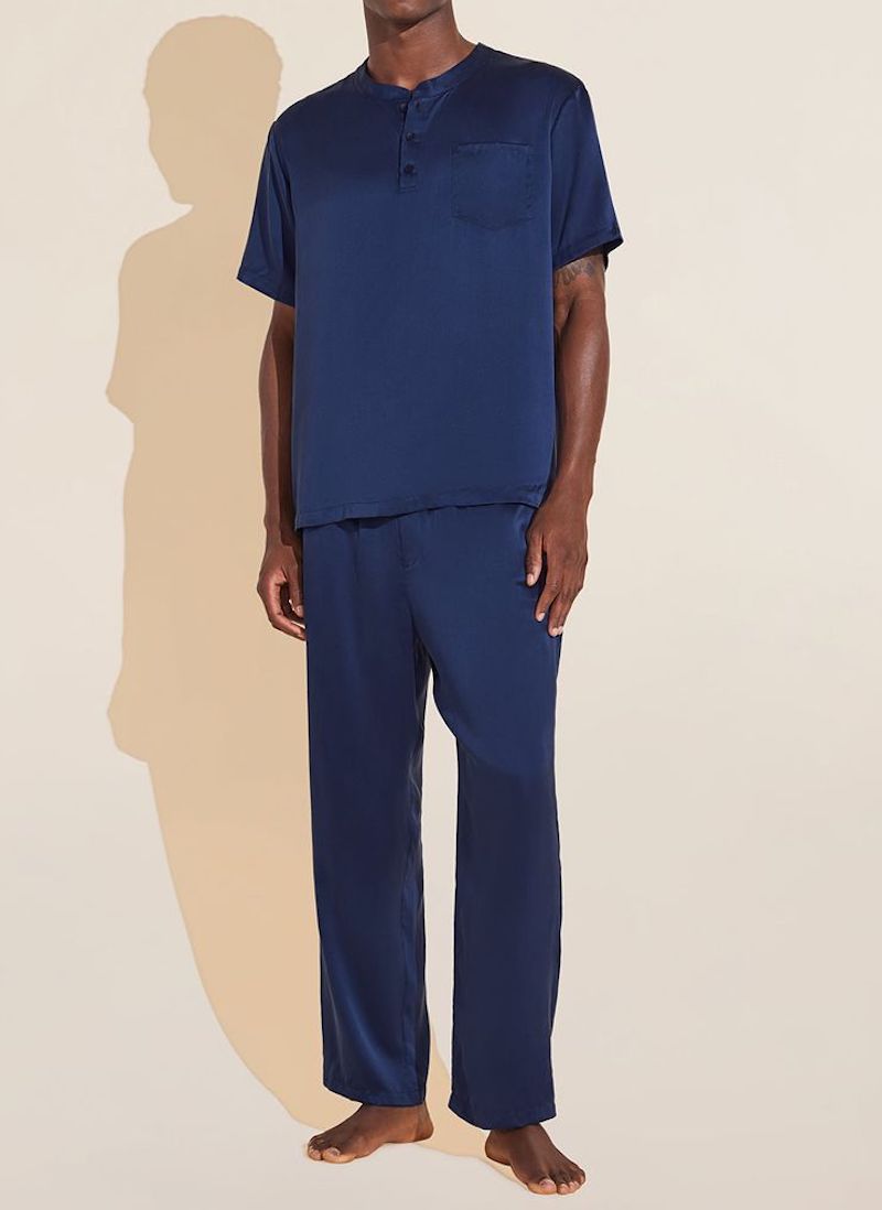 Men's Short Sleeve Silk Pajamas Set For Men Most Comfortable Silk Nigh