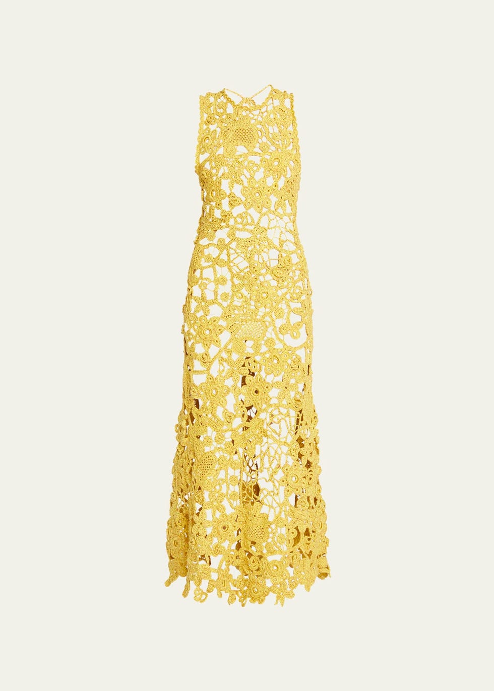 Yael Sheer Floral Openwork Crochet Sheath Dress