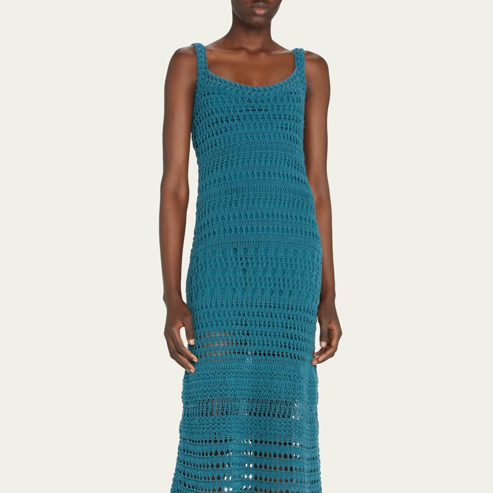 Cotton Lace Crochet Midi Dress