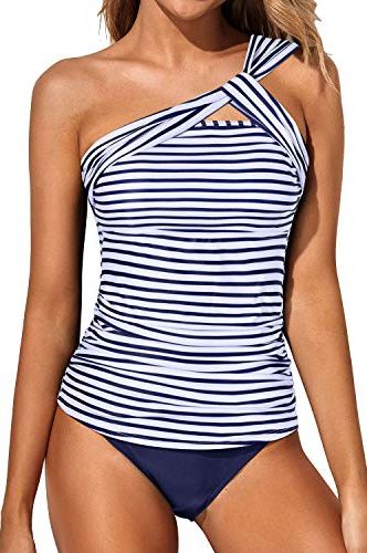 Tempt Me Two Piece Tankini Swimsuit for Women High Neck Ruched