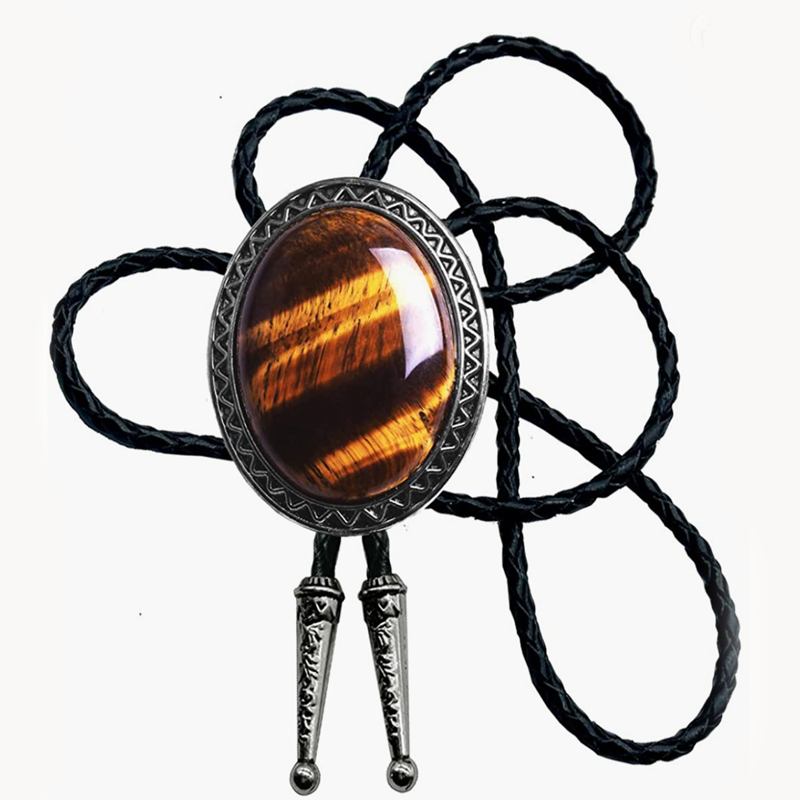 Bolo Tie with Natural Tiger Eye Stone