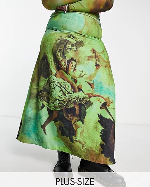 COLLUSION Plus renaissance printed maxi skirt in multi
