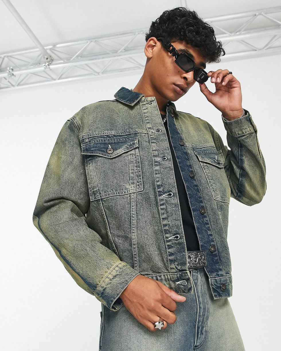 COLLUSION oversized denim jacket co-ord in yellow wash