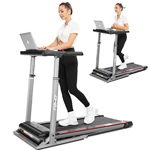 Folding Treadmill with Desk and Adjustable Height