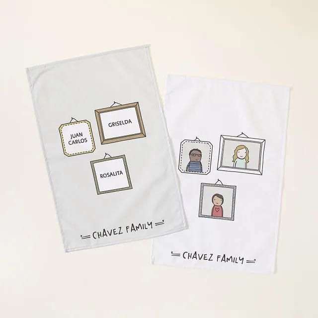 Personalized Family Portrait Tea Towel Set
