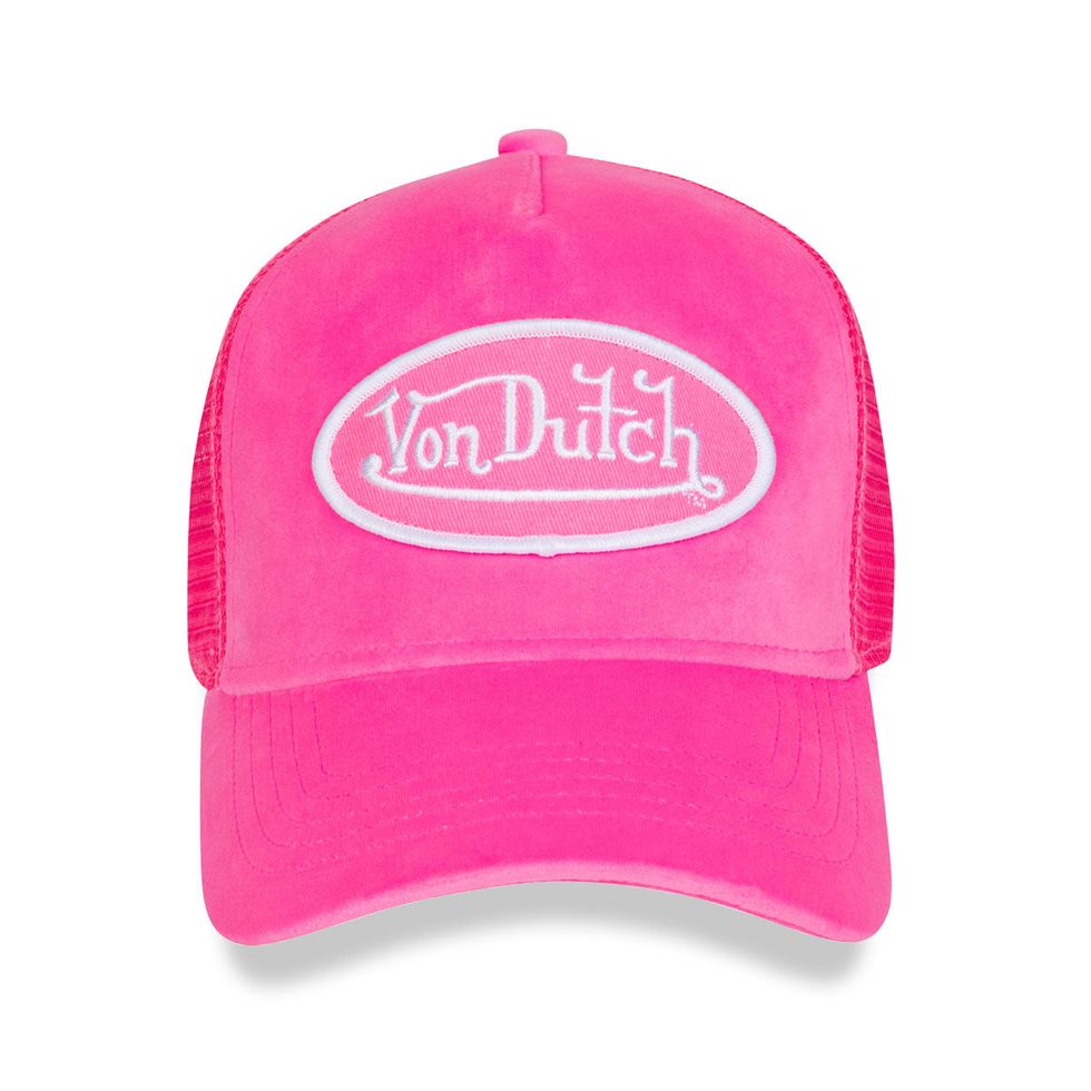 Von Dutch Hot Pink Crush Velvet Trucker Hat