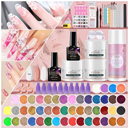 Morovan Acrylic Nail Kit Nails Kit Acrylic Set With Everything For  Beginners Clear White Pink Acrylic Nail Powder Set Nails Kit Acrylic Set  With 12