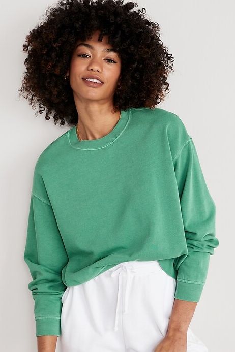 Oversized Vintage French Cotton-Blend Terry Sweatshirt