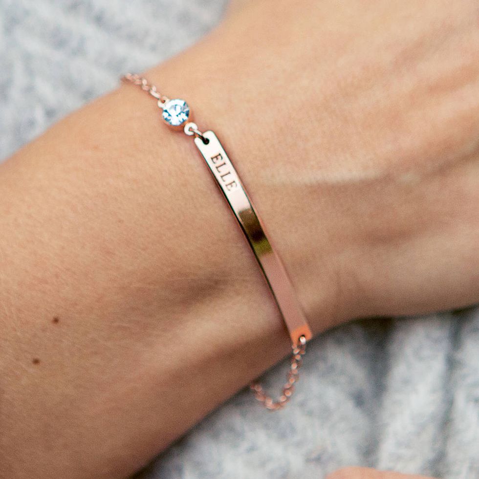 Personalized Birthstone And Bar Bracelet