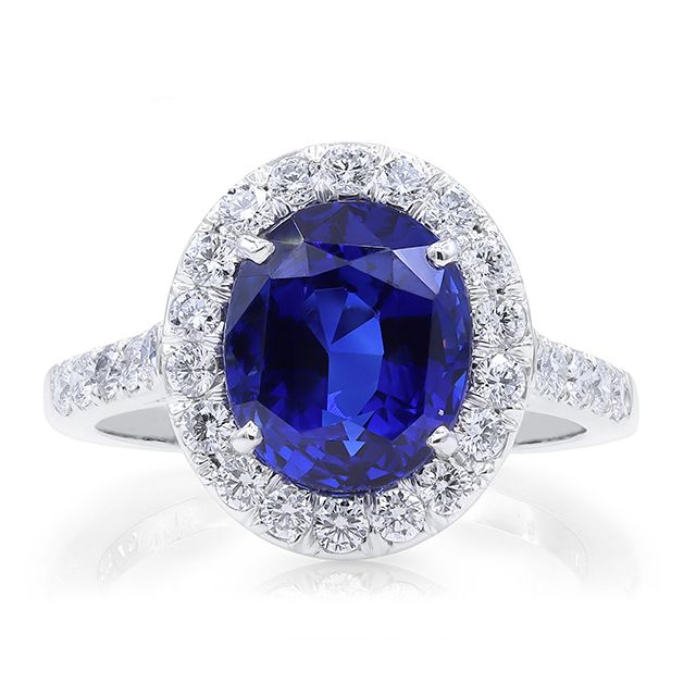 Platinum Sapphire and Diamond Ring