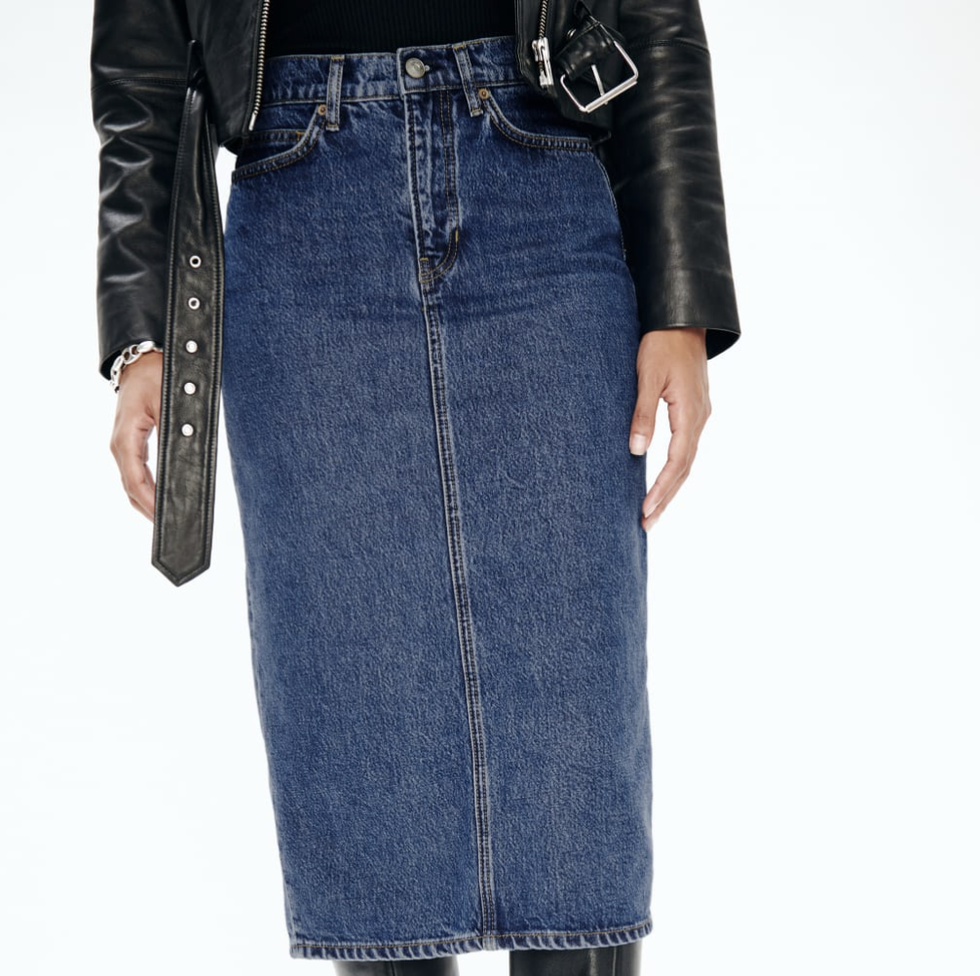 Jayden High-Rise Denim Midi Skirt