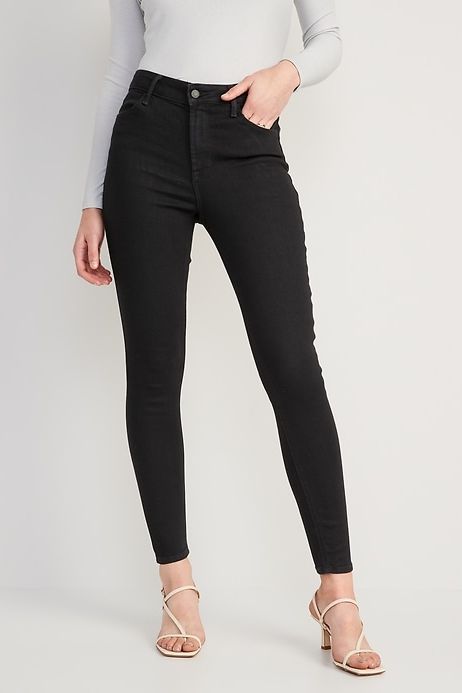 High-Waisted Wow Black-Wash Super-Skinny Jeans 