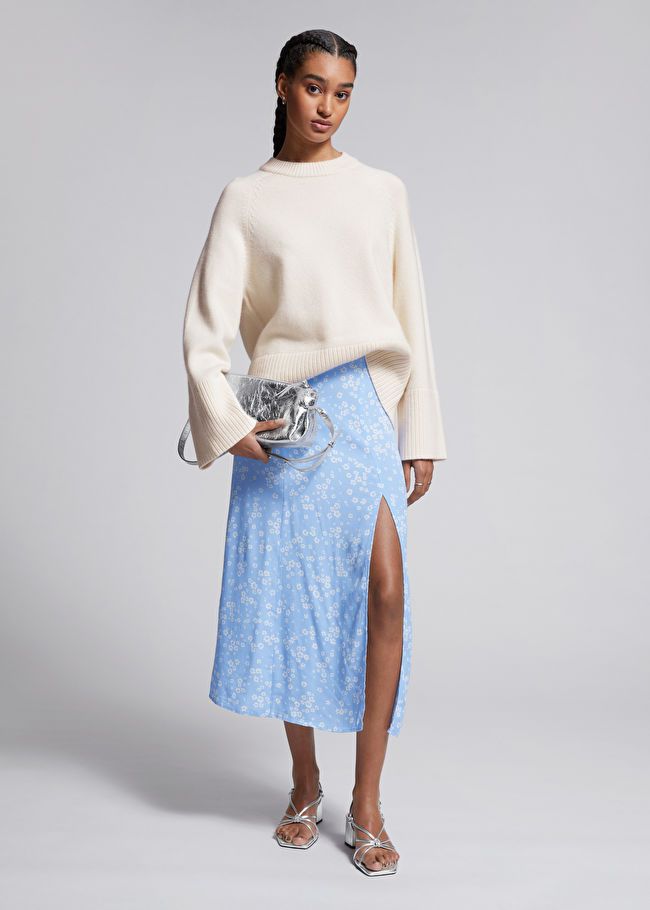 Light blue outlet flowy skirt