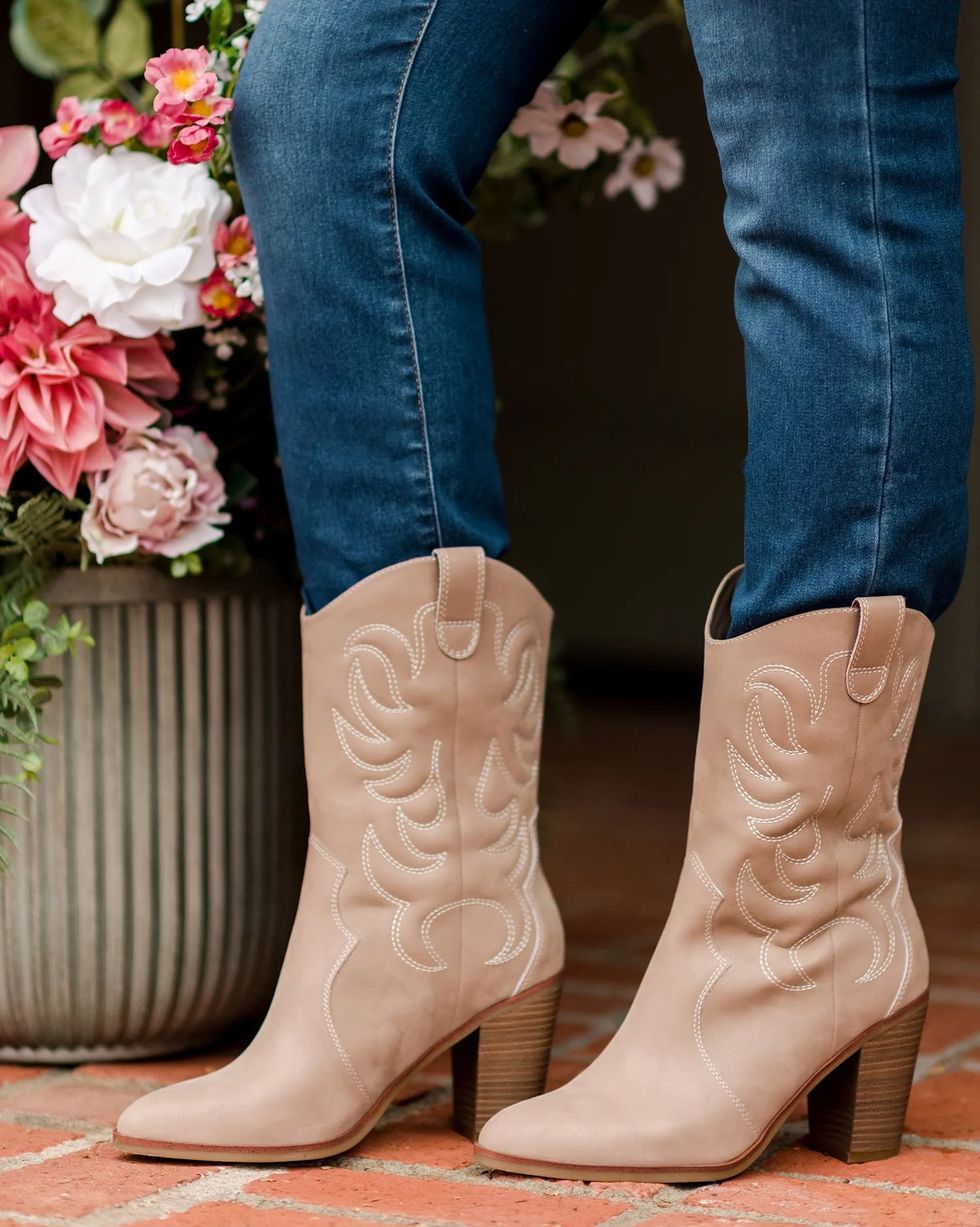 The Pioneer Woman Embroidered Mid-Calf Cowboy Boots