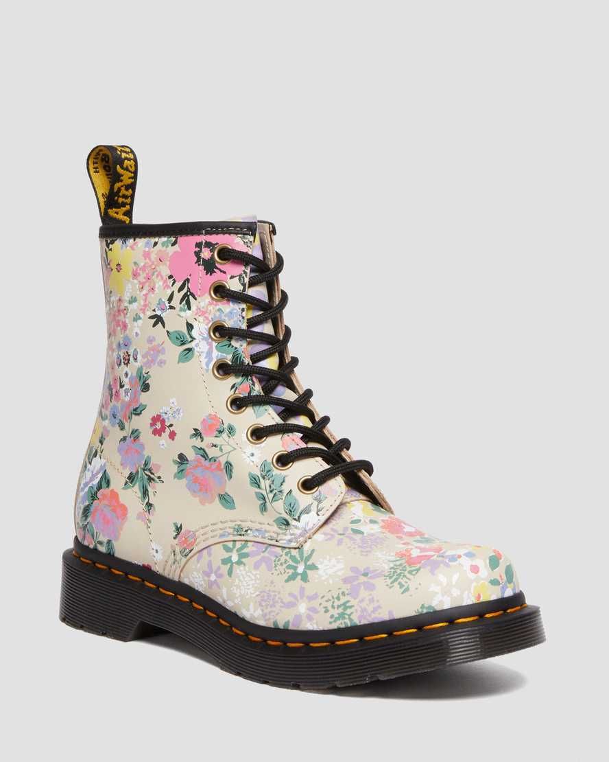 1460 Floral Mash Up Leather Lace Up Boots