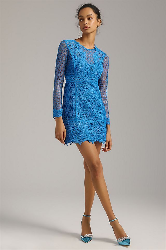 By Anthropologie Sheer Lace Mini Dress