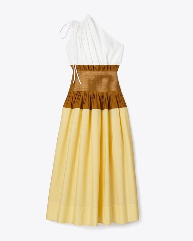 Colorblock One-Shoulder Dress