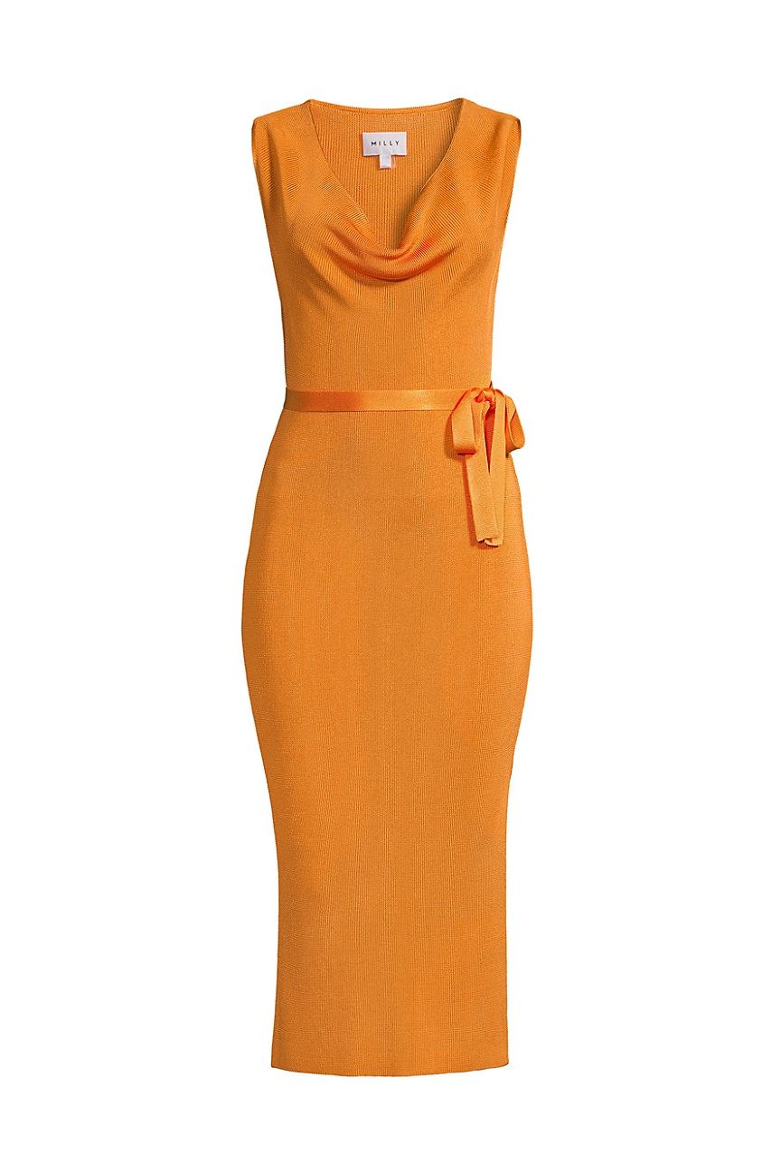 Women's Cowl Neck Rib-Knit Midi-Dress