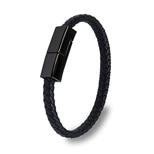 Worivo Leather Bracelet Link Charging Cable Braided Wrist Band USB Sync  Data Charger for iPhone Black M 85 Buy Worivo Leather Bracelet Link  Charging Cable Braided Wrist Band USB Sync Data Charger