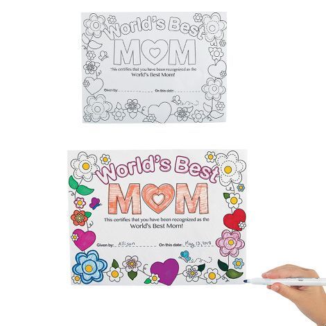 Color Your Own World's Best Mom Certificate