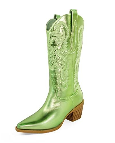 Embroidered Mid-Calf Western Cowboy Boots