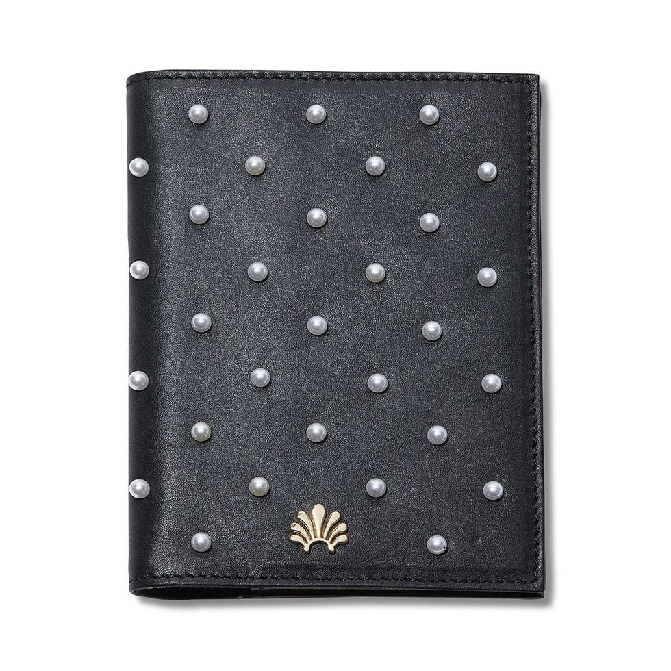 Jet Pearl Embellished Passport Case 