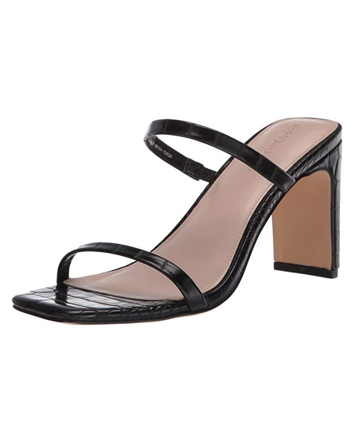 Avery Square Toe Two Strap High Heeled Sandal