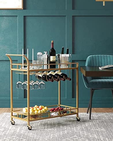 Gold Mirrored Bar Cart