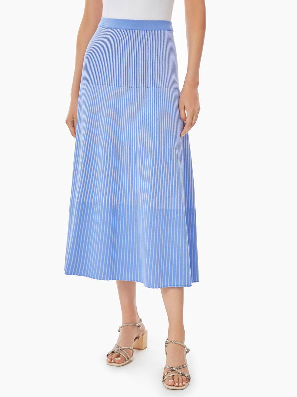 Multi-Stripe Soft Midi Skirt