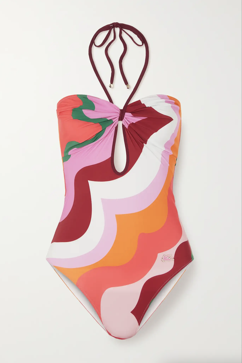Cutout Printed Halterneck Swimsuit