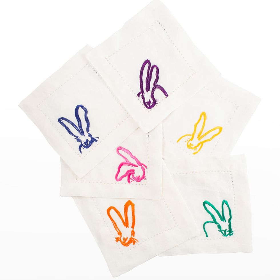 Colorful Bunnies Cocktail Napkins, Set of 6