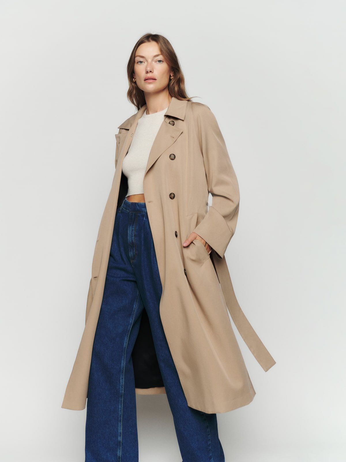 Kensington long store trench coat