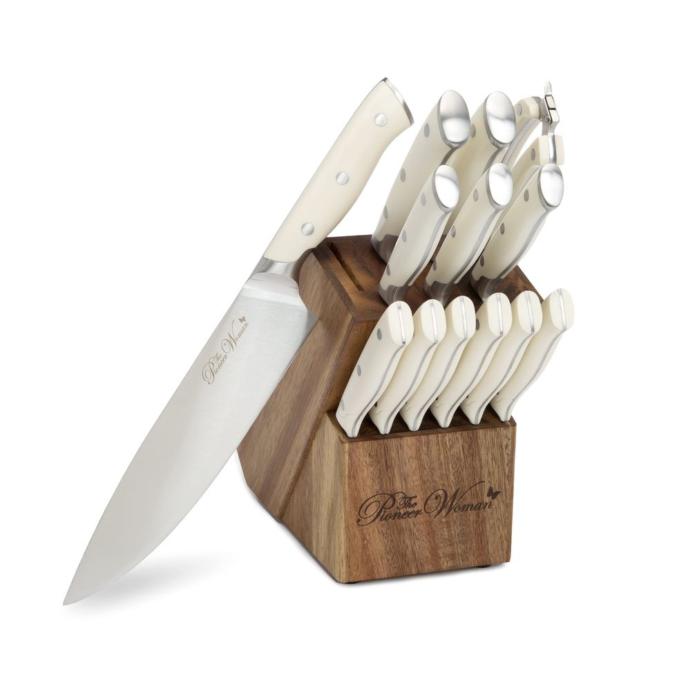 Pioneer Woman Rustic Knife Block Set with Rosewood Handles (14 Pieces)