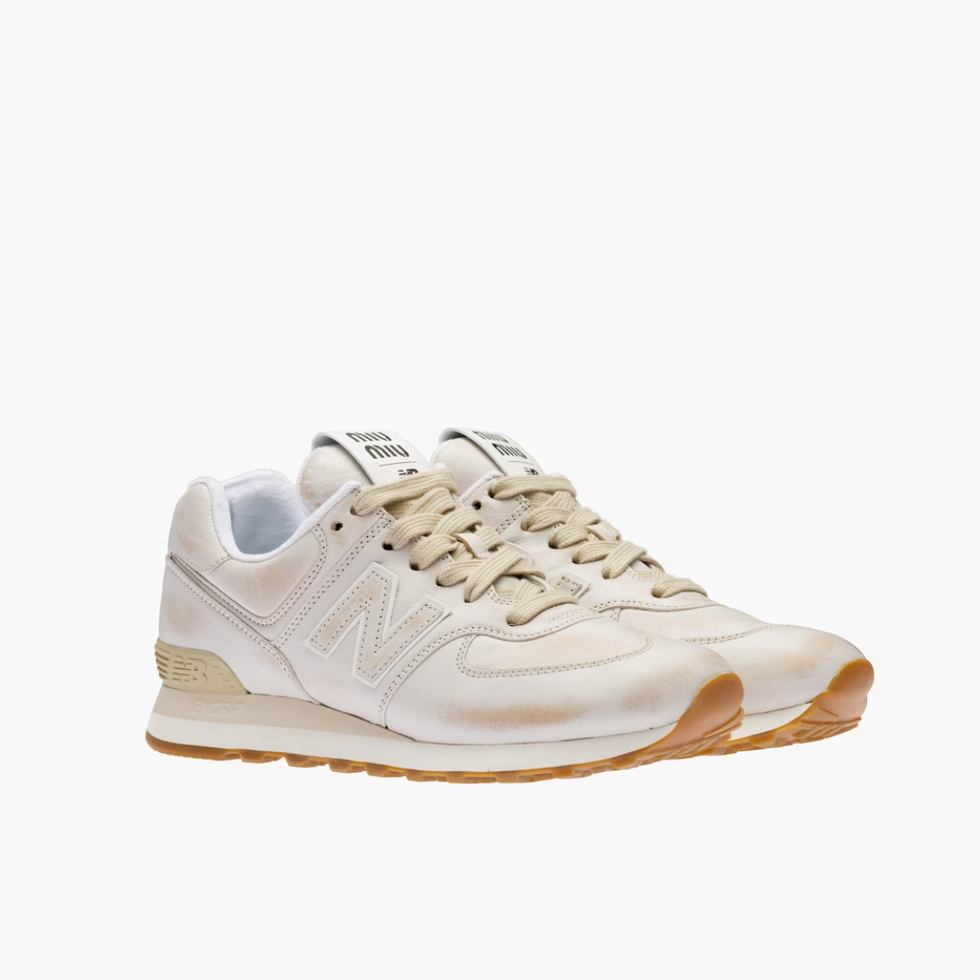 New Balance 574 x Miu Miu Vintage-effect Nappa Leather Sneakers