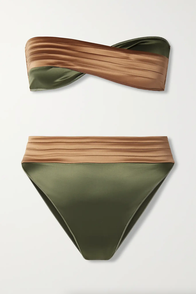 Bikini en satin stretch recyclé à devant torsadé